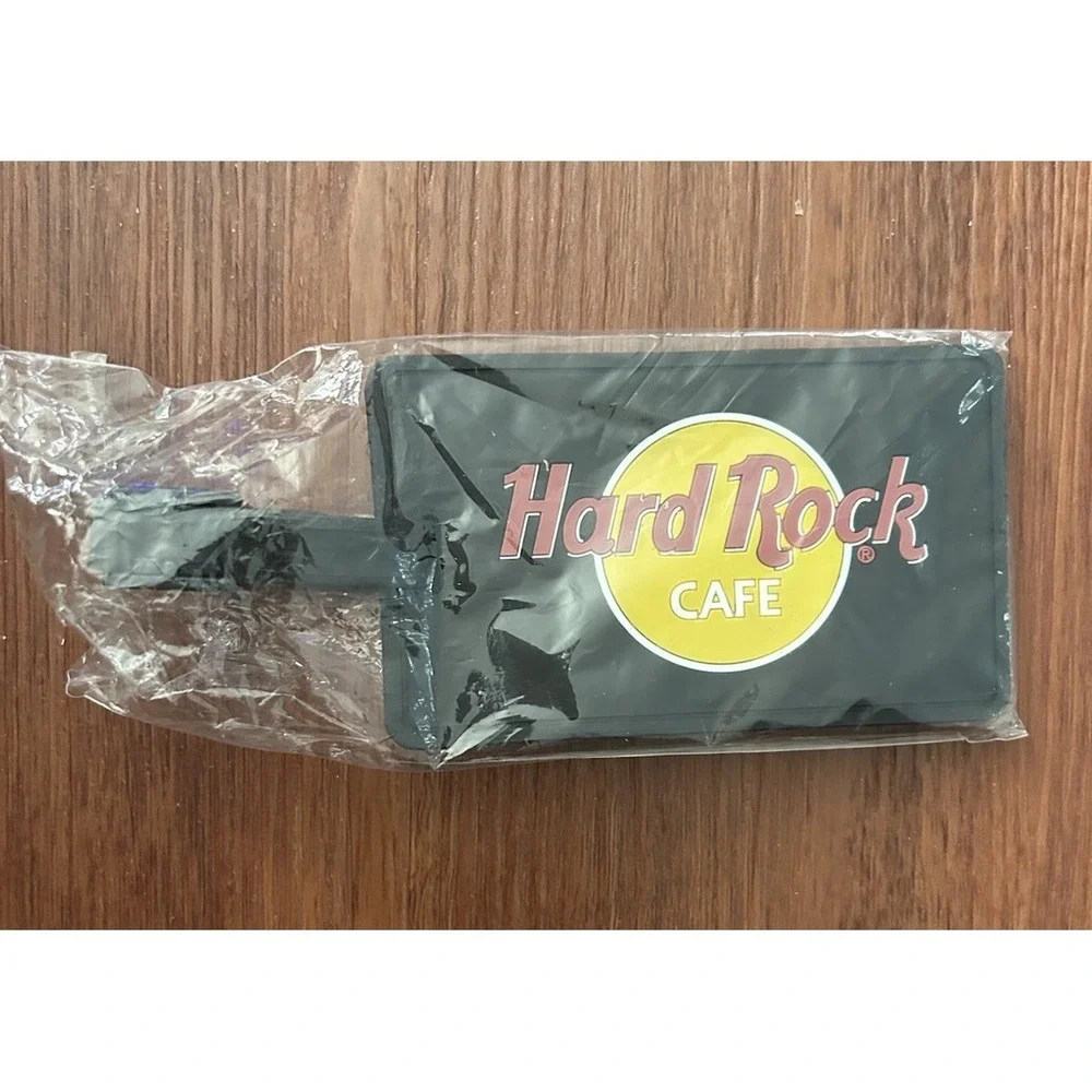 NEW Genuine Hard Rock Cafe Rubber Travel Luggage Tag Black Personal Info Strap